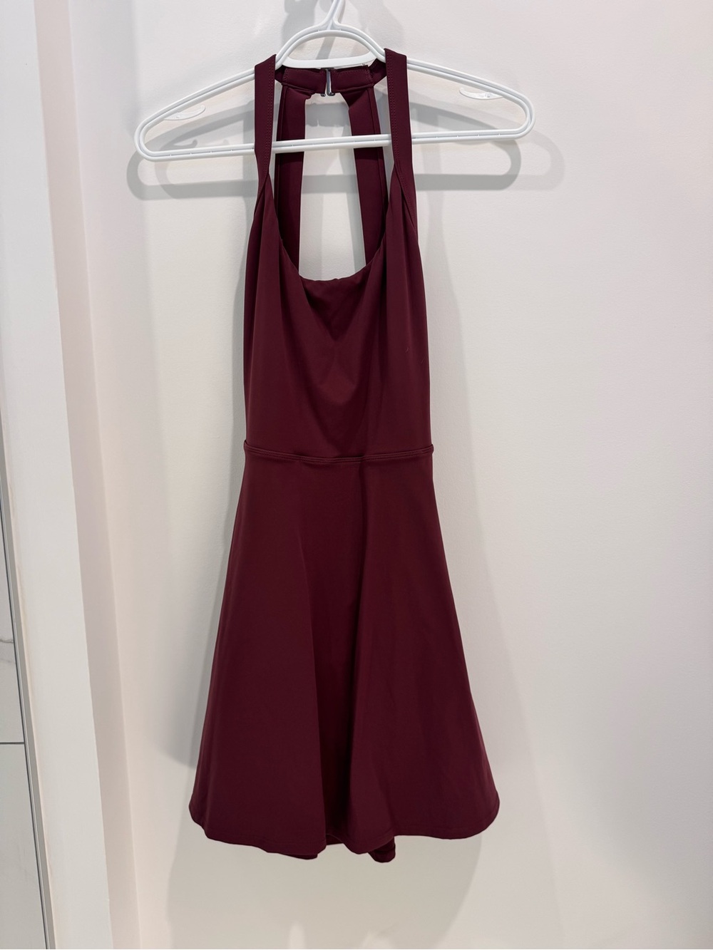 HALARA Burgundy Halter Skater Dress
